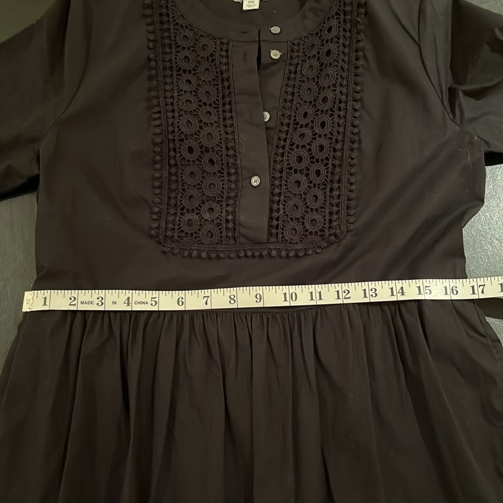 EUC J. Crew Lace/Embroidered Cotton Tiered Midi Black Dress XS - Picture 10 of 13